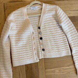LA LIGNE White Cream Wool and Cashmere Blend Cardigan Button Small
